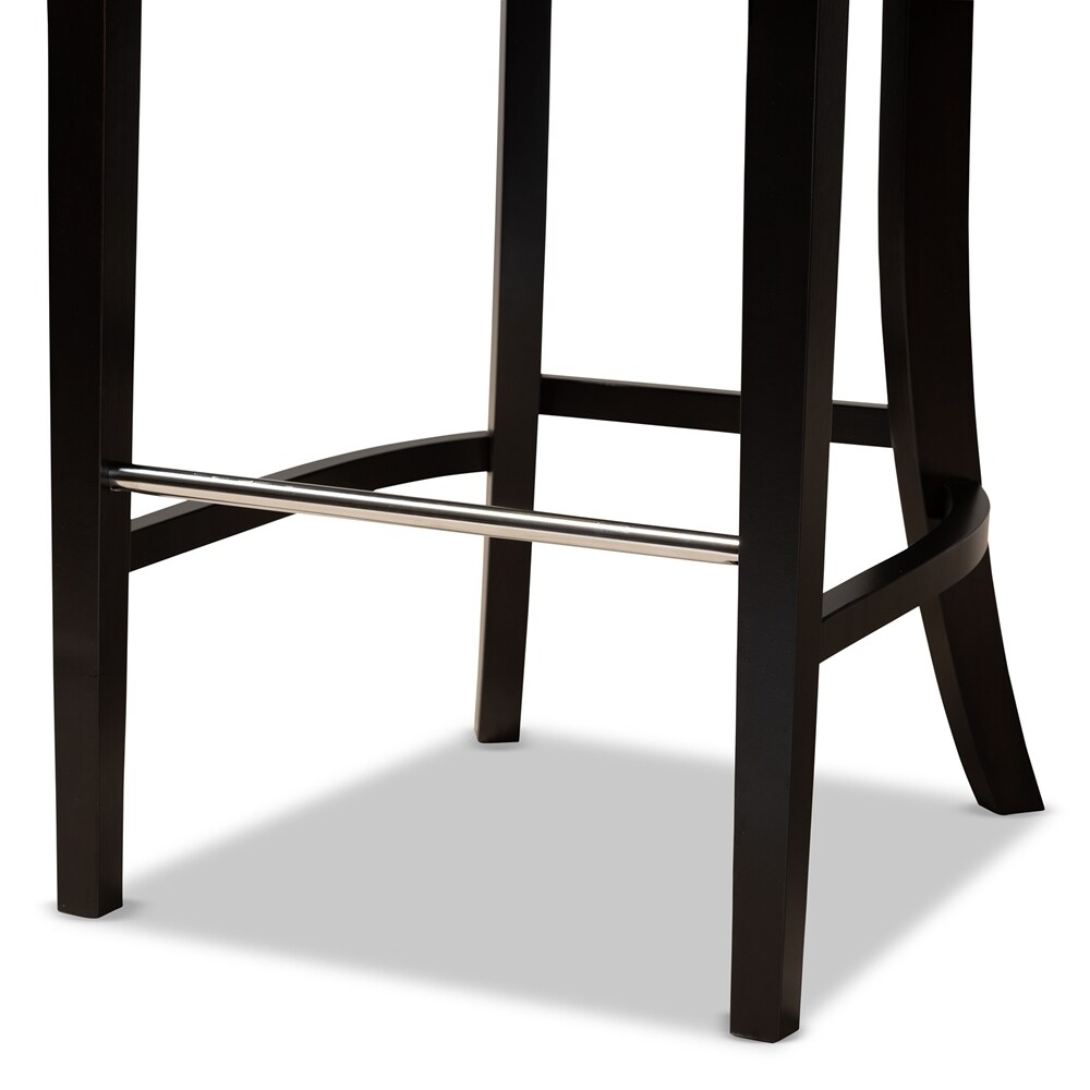 Chloe Modern and Contemporary Dark Grey Velvet Upholstered and Dark Brown Finished Wood 2 Piece Bar Stool Set