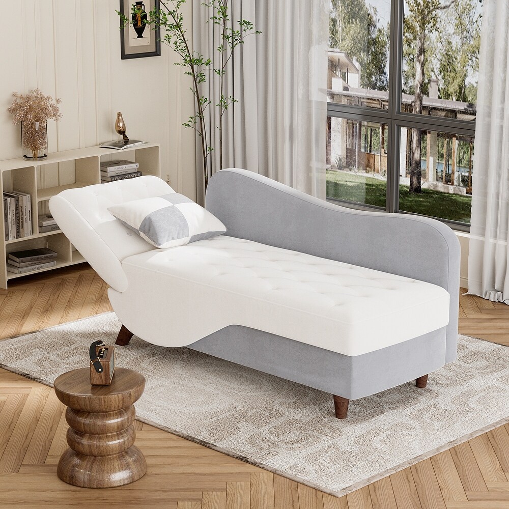 Ouyessir Upholstered Storage Chaise Lounge Chair with Left Armrest   Lumbar Pillow