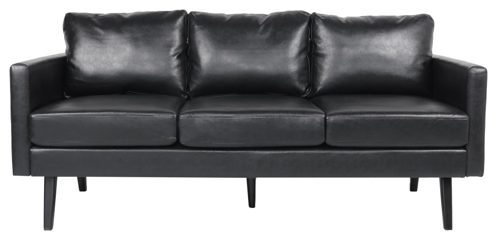 Dowd Mid Century Modern Faux Leather 3 Seater Sofa   Midcentury   Sofas   by GDFStudio  Houzz