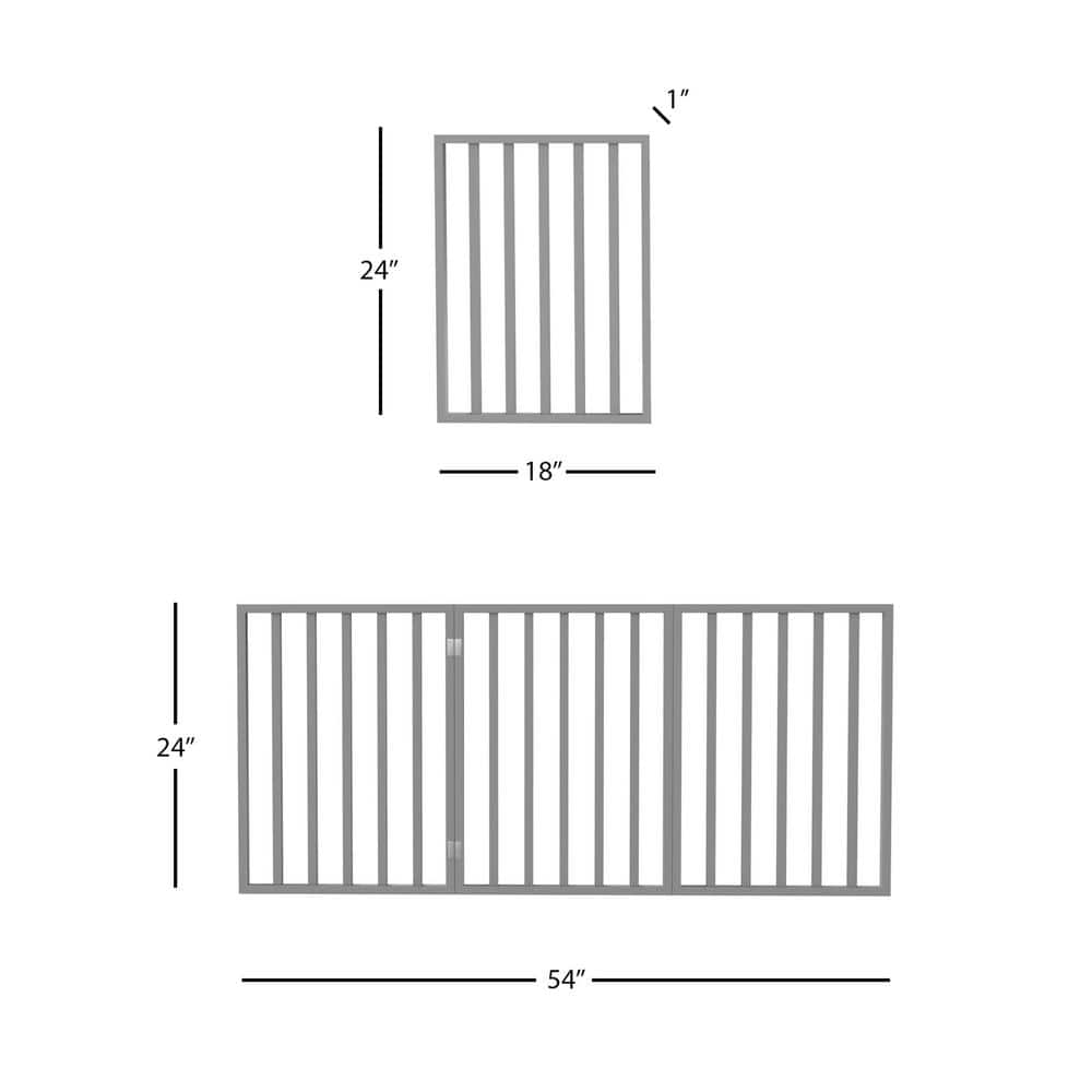 Petmaker 54 in. x 24 in. Wooden Freestanding Gray Pet Gate HW3210103