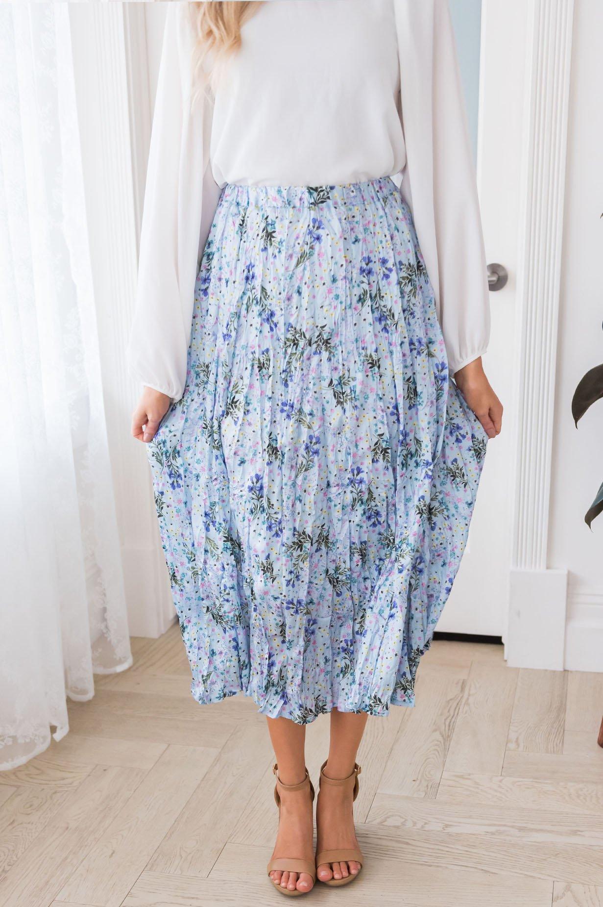 Happy Spring Modest Satin Skirt