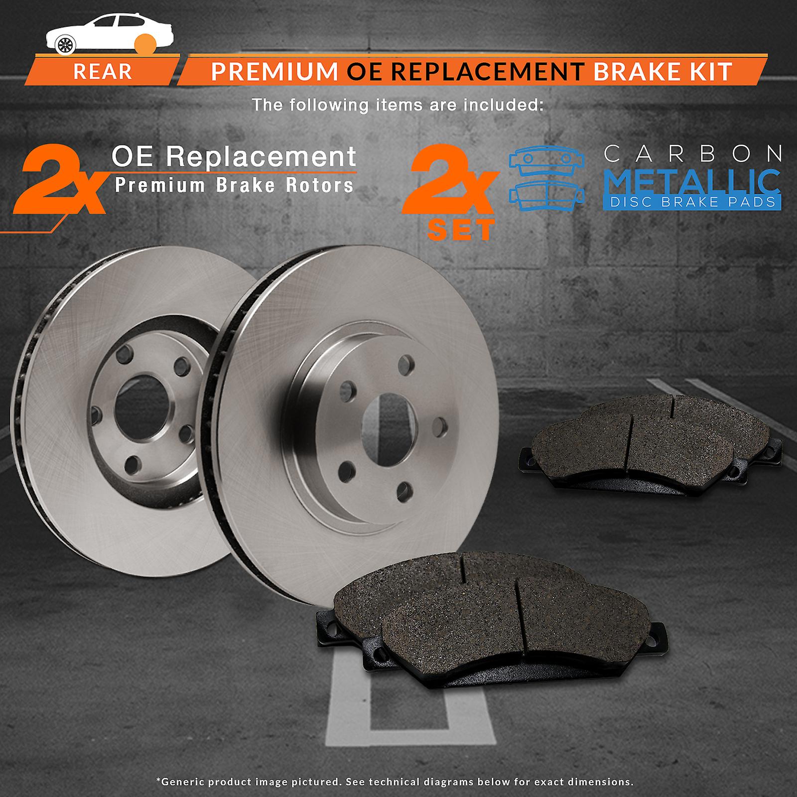 Max Brakes Rear Brake Kit Fits: 2010 - 2015 Toyota Prius Corolla | 2009 - 2013 Matrix 1.8