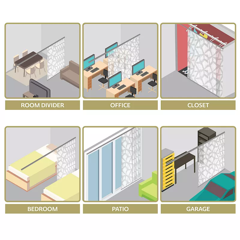 Rod Desyne Shattered 5-Panel Single Rail Panel Track Room Extendable Divider