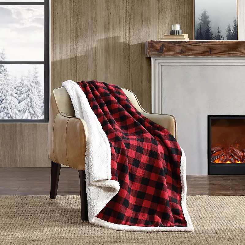 Eddie Bauer Cabin Plaid Sherpa Throw