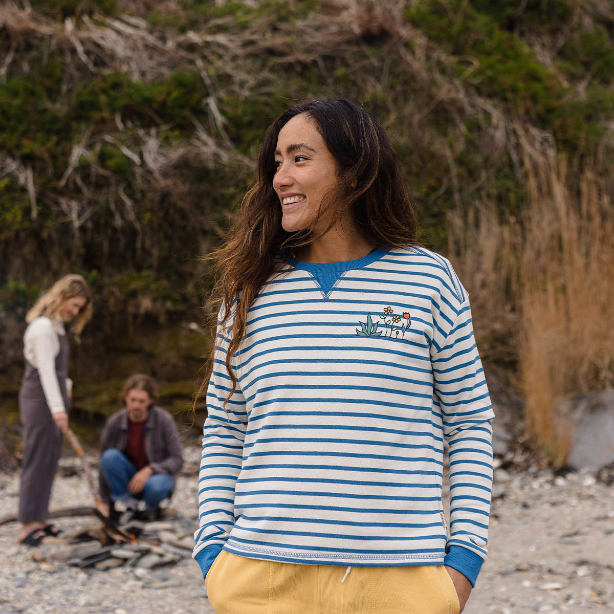 Bloom Hemp Sweatshirt - Soft Cobalt Stripe