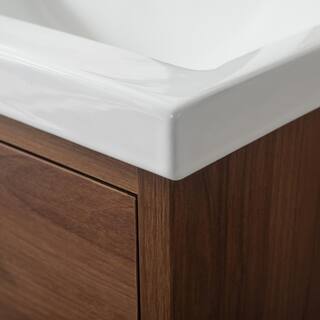 SUDIO Nelson 20.4 in. W x 15.7 in. D x 34 in. H Bath Vanity in Walnut with White Ceramic Top Nelson-20WN