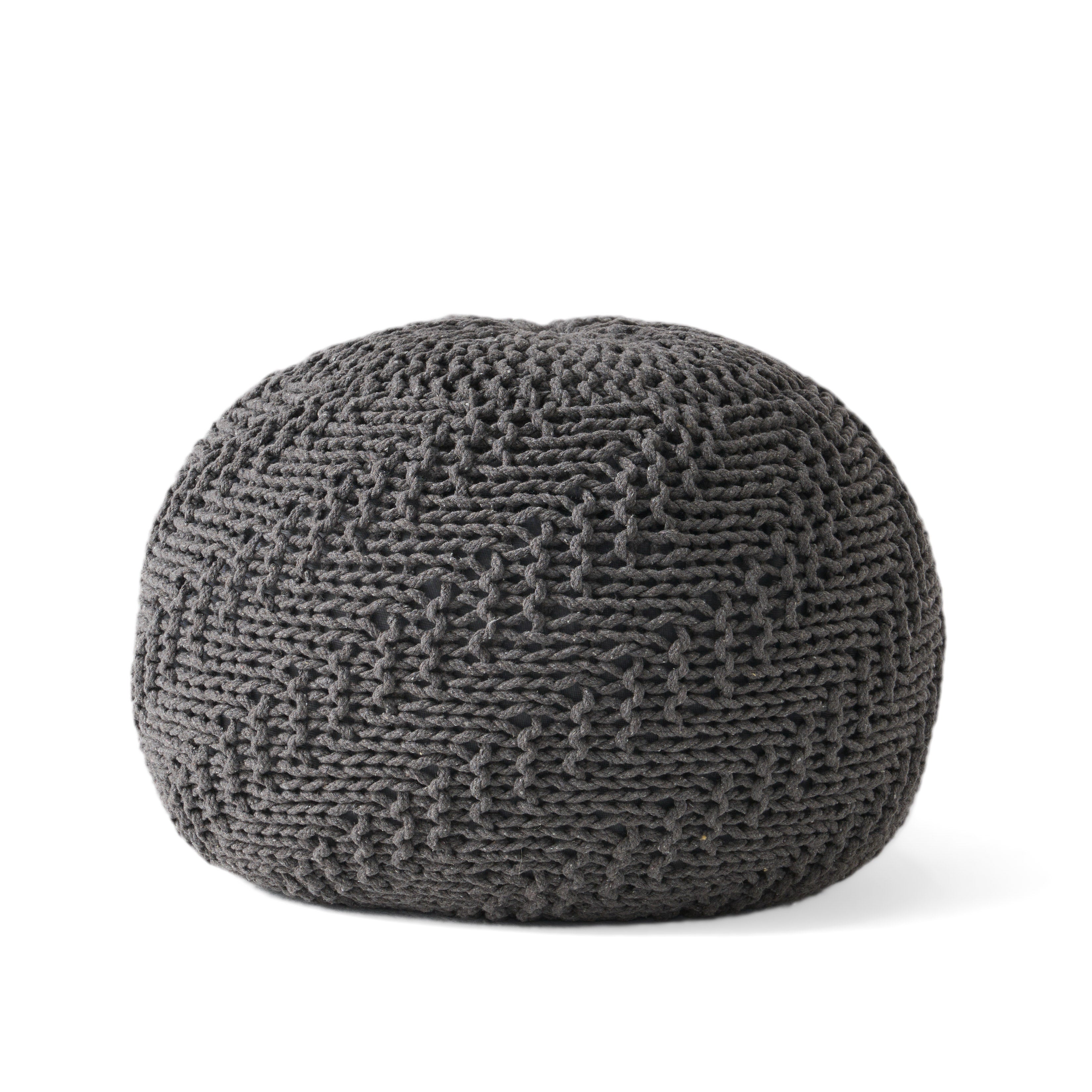 Flovilla Modern Knitted Cotton Round Pouf