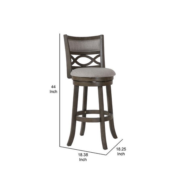 29 Inch Modern Barstool， Curved Geometric Design Backrest， Swiveling Seat - 44 H x18.38 W x 18.25 L Inches