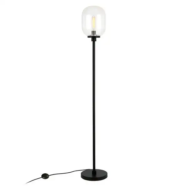 Agnolo Handmade Seeded Glass Blackened Bronze Floor Lamp