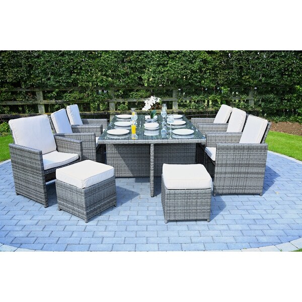 11piece Outdoor Dining Set With Cushions Wicker Furniture by Moda Furnishings