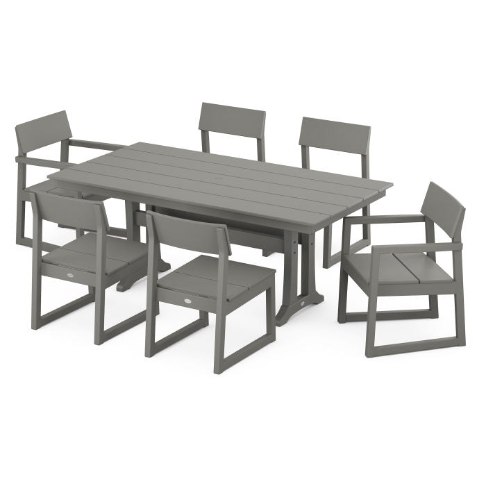 Polywood EDGE 7-Piece Farmhouse Trestle Dining Set PWS717-1