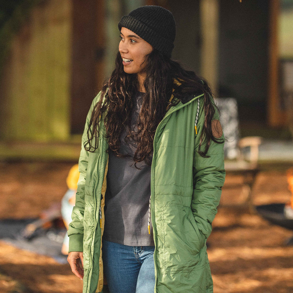 Flora Long Recycled Insulated Jacket - Vineyard Green