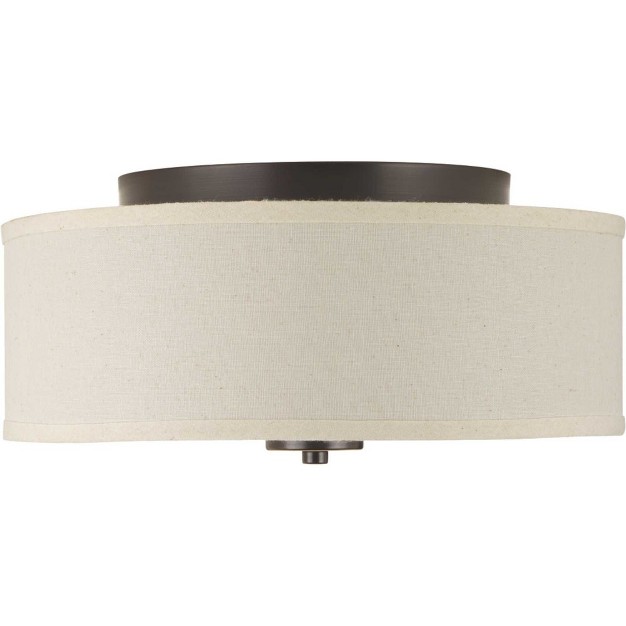 Progress Lighting Inspire 1 light Led Flush Mount Antique Bronze Linen Shade