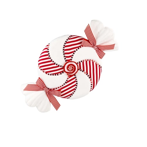 2 Red & White Candy Ornament Set Of 6