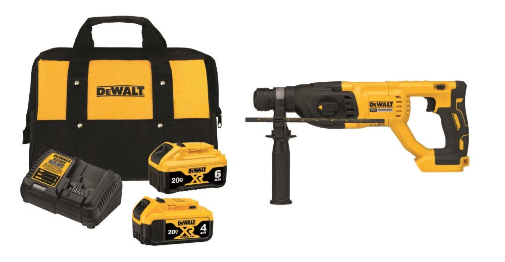 DEWALT 20V MAX XR 1" Rotary Hammer Drill D Handle & Battery Starter Kit Bundle DCB246CKDCH133B from DEWALT