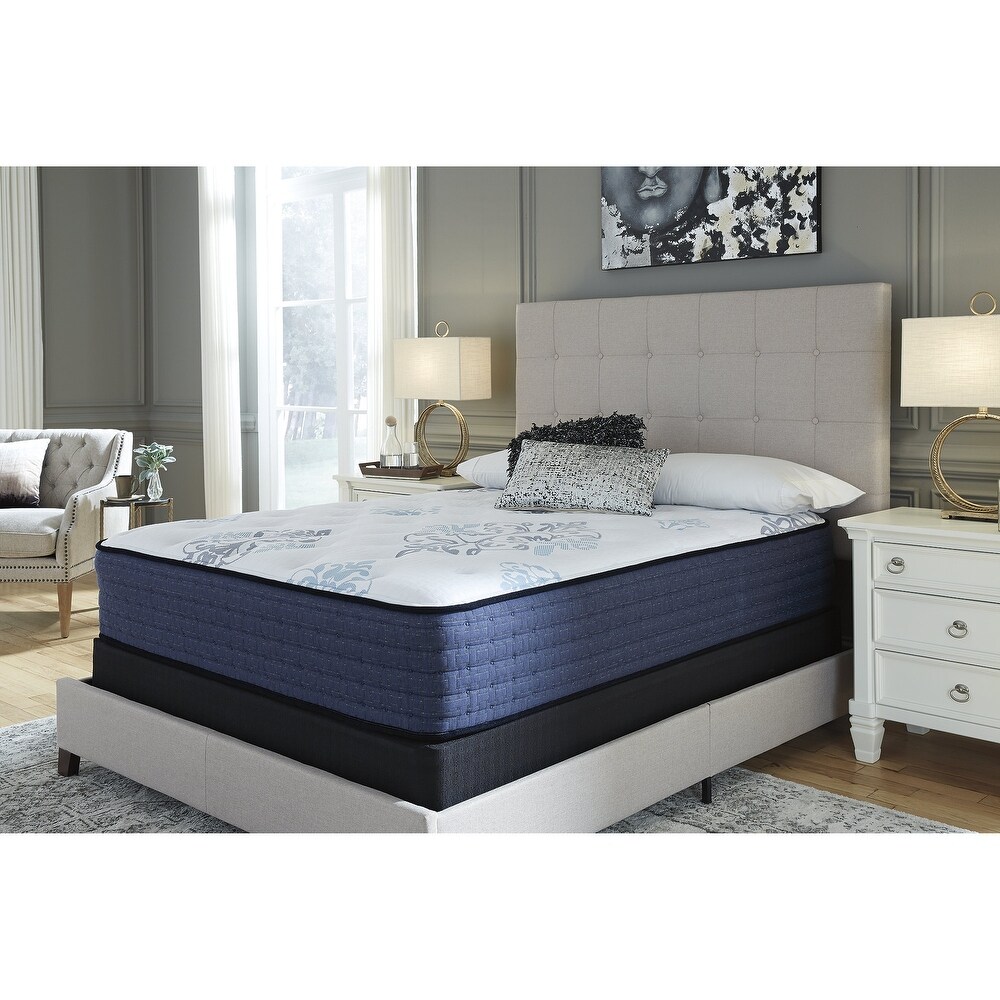 Signature Design by Ashley Mt Dana Plush White/Blue 2 Piece Mattress Package