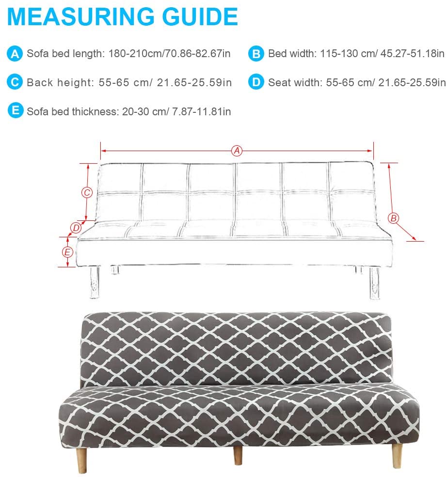 SHANNA Armless Sofa Bed Cover, Spandex Stretch Futon Slipcover Protector, Non-Slip Elastic Folding Couch Sofa Shield