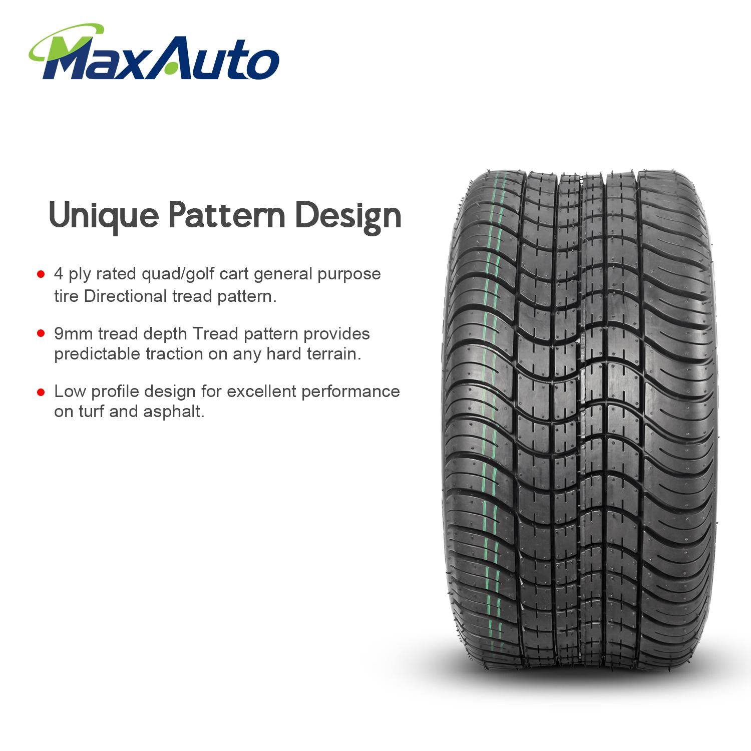 MaxAuto 2Pcs 205/50-10 Golf Cart Tires 4PR Tubeless