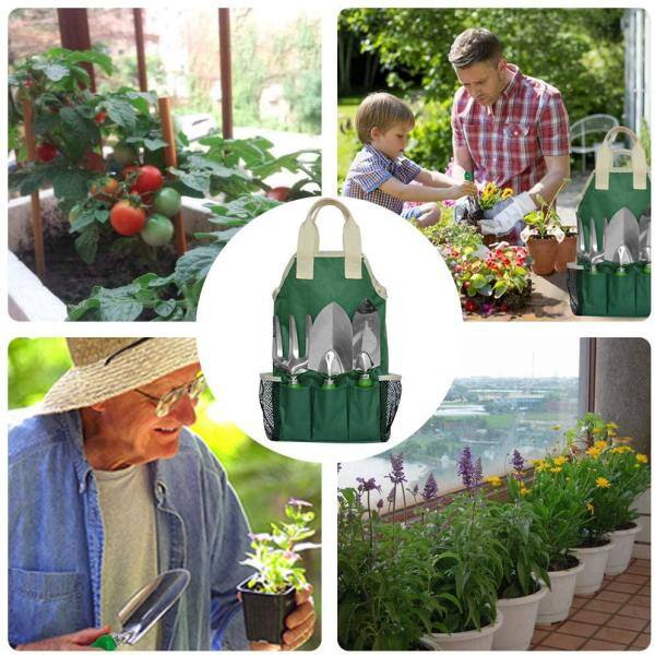 GardenHOME 11-Piece Garden Tool Set Garden Set Gardening Equipment Tote Bag Adjustable Canvas Gardening Apron Garden Gifts HG2111