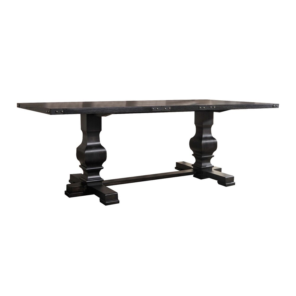 Wetherly Vintage Black Dining Table with Trestle Base