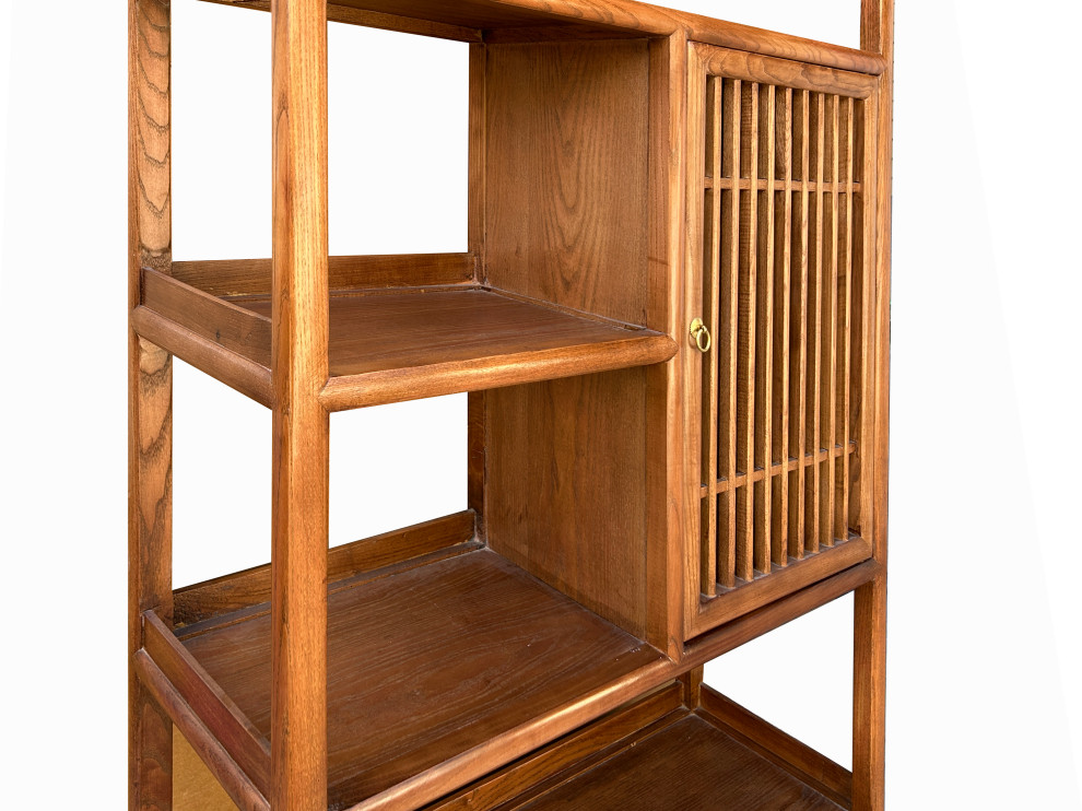 Chinese Elm Wood Brown Open Display Bookcase Cabinet Hcs4546   Asian   Bookcases   by Golden Lotus Antiques  Houzz