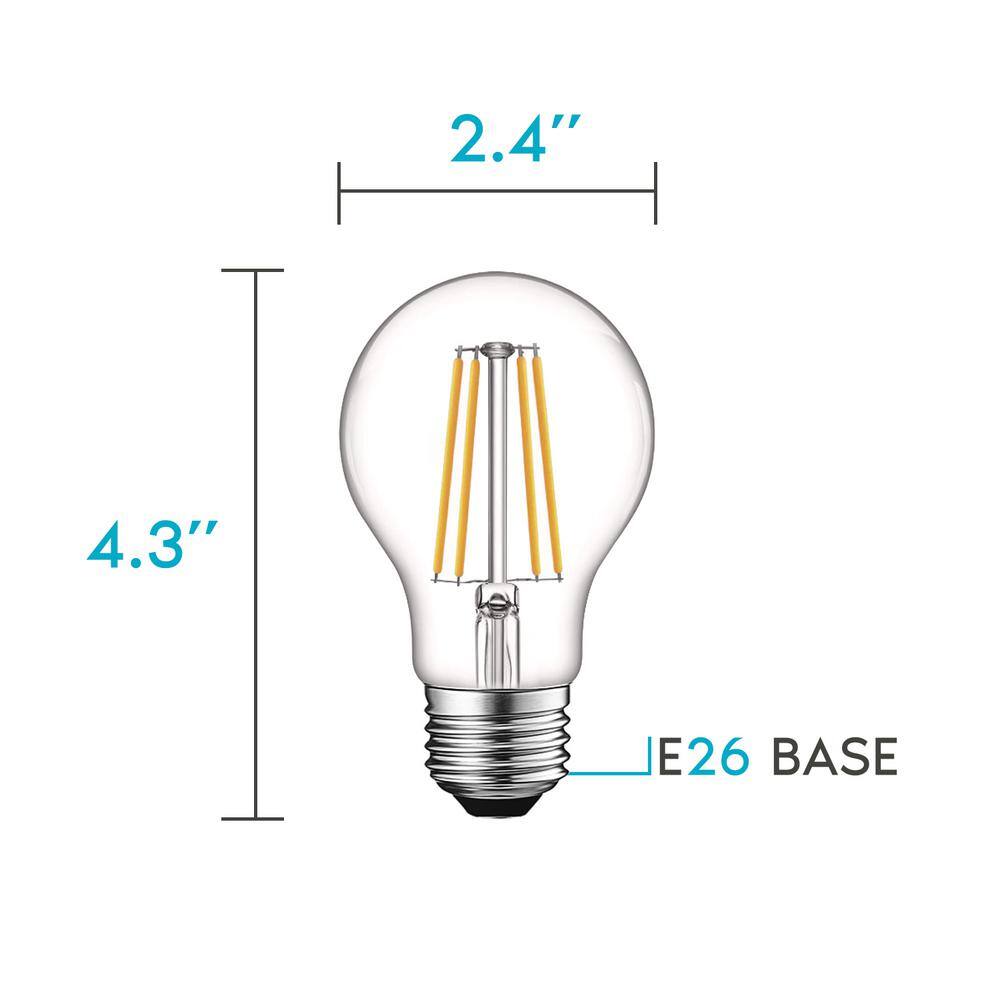 LUXRITE 60-Watt Equivalent A19 Dimmable Edison LED Light Bulbs UL Listed 3000K Soft White (4-Pack) LR21613-4PK