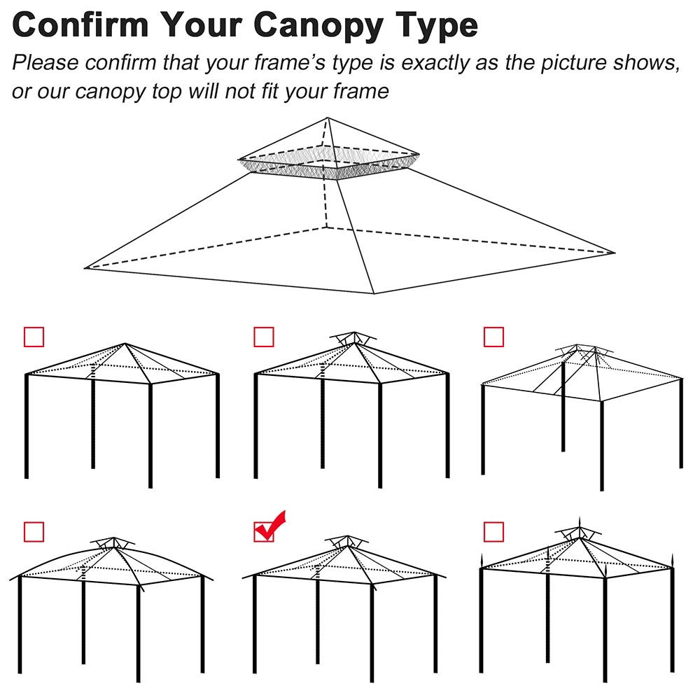 Yescom 2-tier 12Ft Gazebo Replacement for Harbor Gazebo GFS01250A