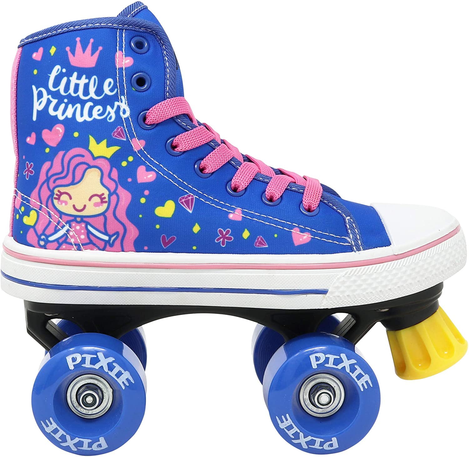 Lenexa Roller Skates for Girls， Pixie Little Princess Kids Quad Roller Skate Indoor and Outdoor Children Skate for Kids， High Top Sneaker Style for Beginners Size 3