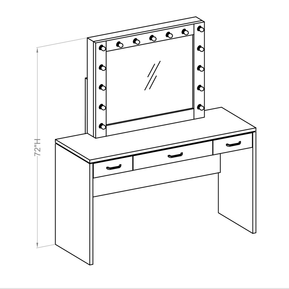 Roseanne Glam Luminous White 3 Drawer Wooden Vanity Set with USBs by Furniture of America