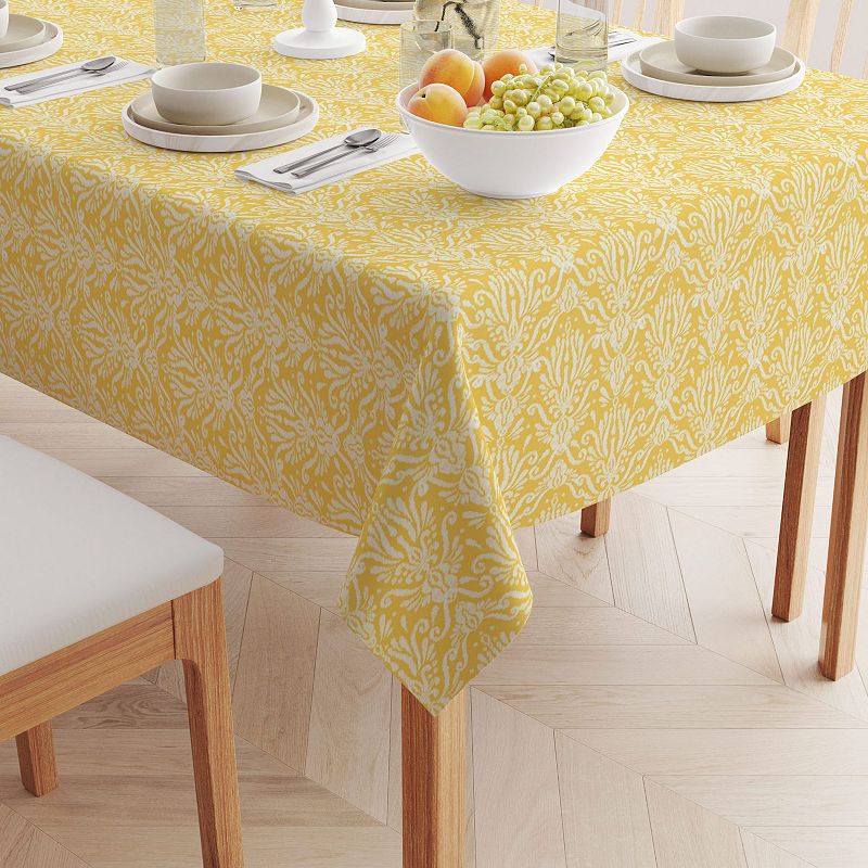 Square Tablecloth， 100% Polyester， 60x60， Yellow Keyhole Damask