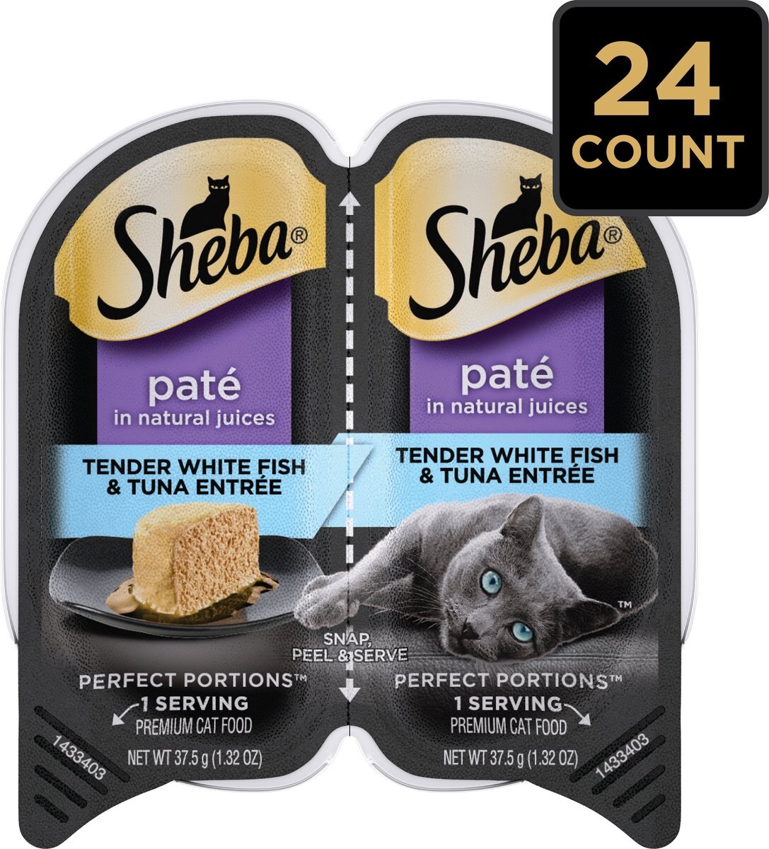 Sheba Perfect Portions Grain-Free Tender Whitefish and Tuna Entree Cat Food Trays