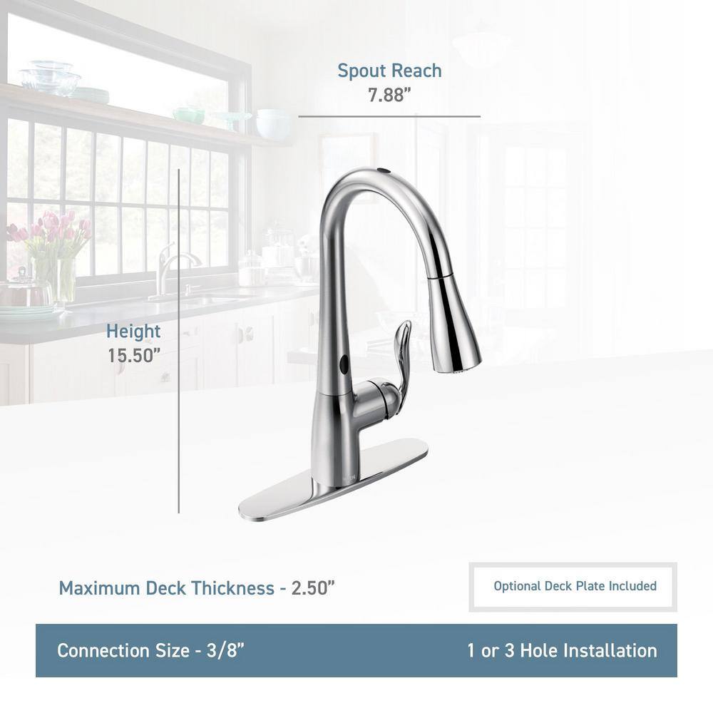 MOEN Arbor Single-Handle Pull-Down Sprayer Touchless Kitchen Faucet with MotionSense in Oil Rubbed Bronze 7594EORB