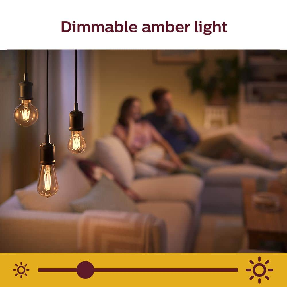 Philips 40-Watt Equivalent A19 LED Smart Wi-Fi Light Bulb Amber (2000K) powered by WiZ (4-Pack) 555524