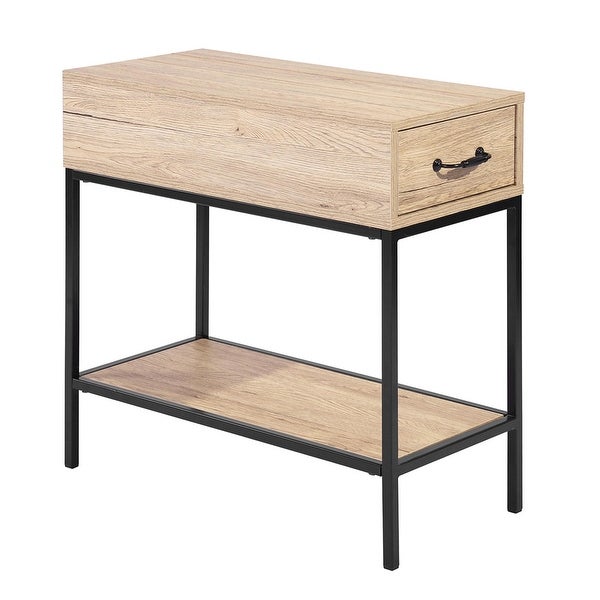 Narrow Side Table with 1 Drawer and 1 Shelf