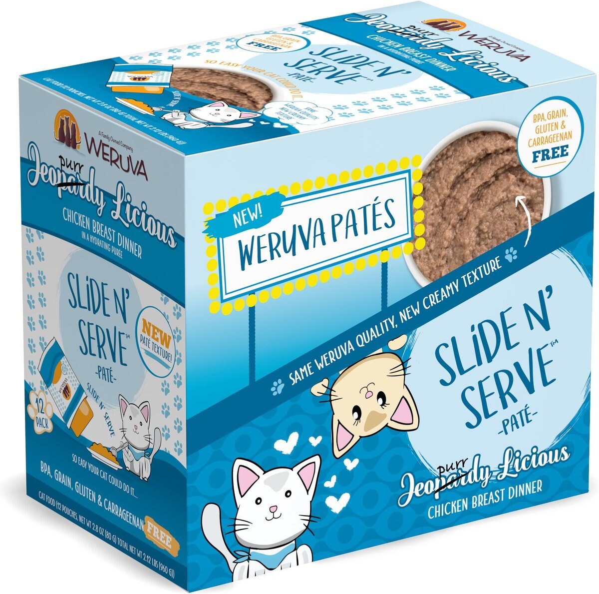 Weruva Slide N' Serve Jeopurrdy Licious Chicken Dinner Pate Grain-Free Cat Food Pouches