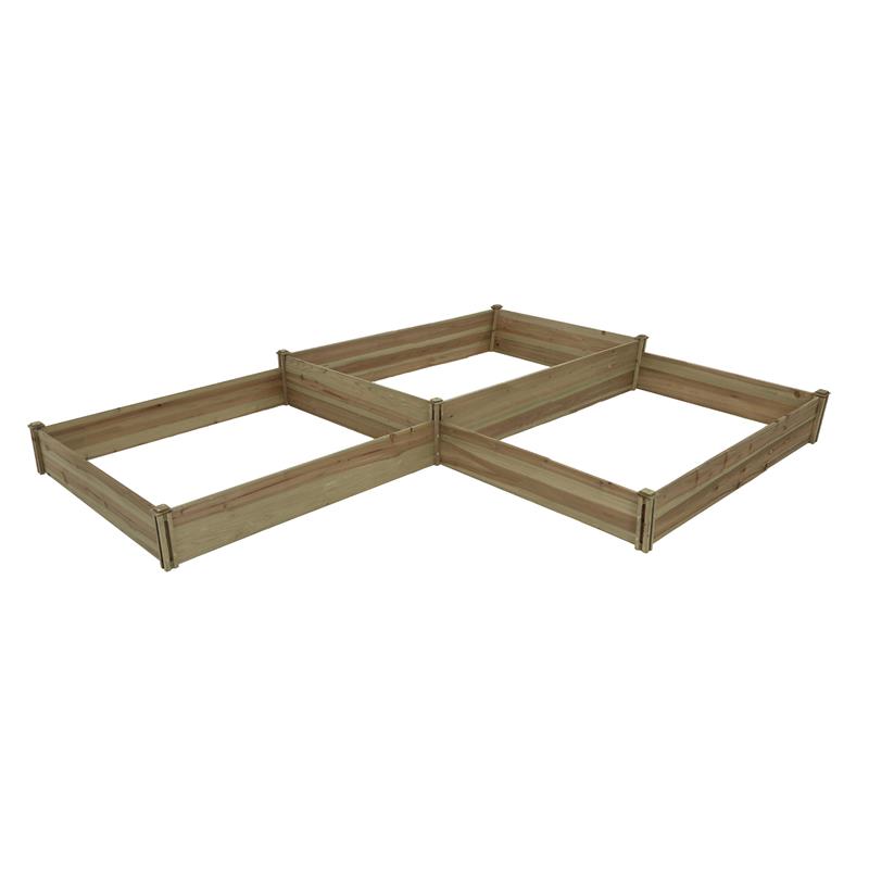 Winsome House WHPL1261 Three Section L-Shaped Raised Garden Bed Planter&#44; Natural Wood