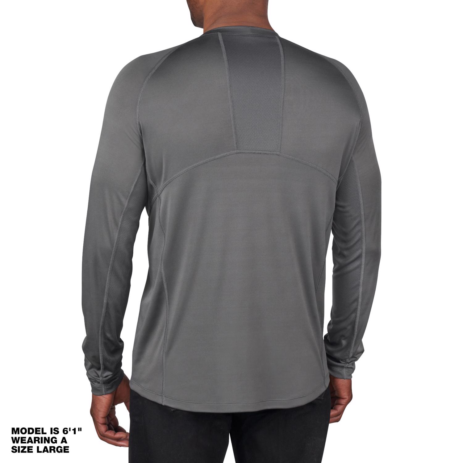 MW Workskin XXL Long Sleeve Men\u0027s Crew Neck Gray Midweight Base Layer Tee Shirt