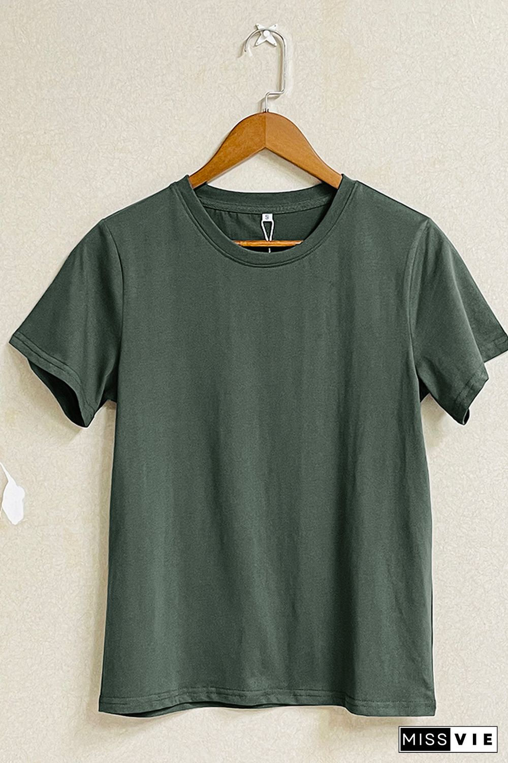 Solid Color O-neck Short Sleeve Tee Wholesale