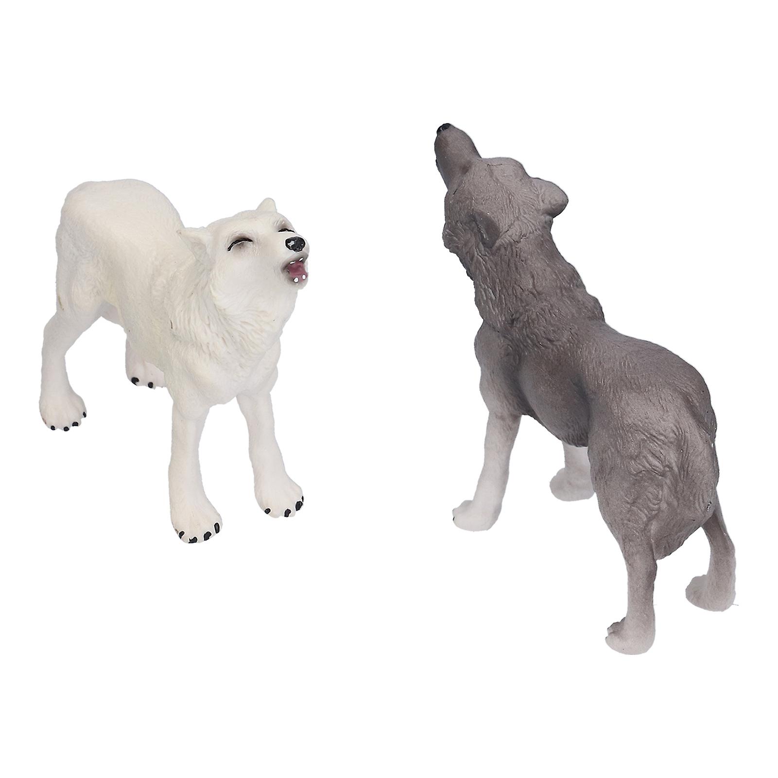 2pcs Howling Wolf Action Figure Figurines Toys Howling Wolf Animal Model Educational Presents For Kids