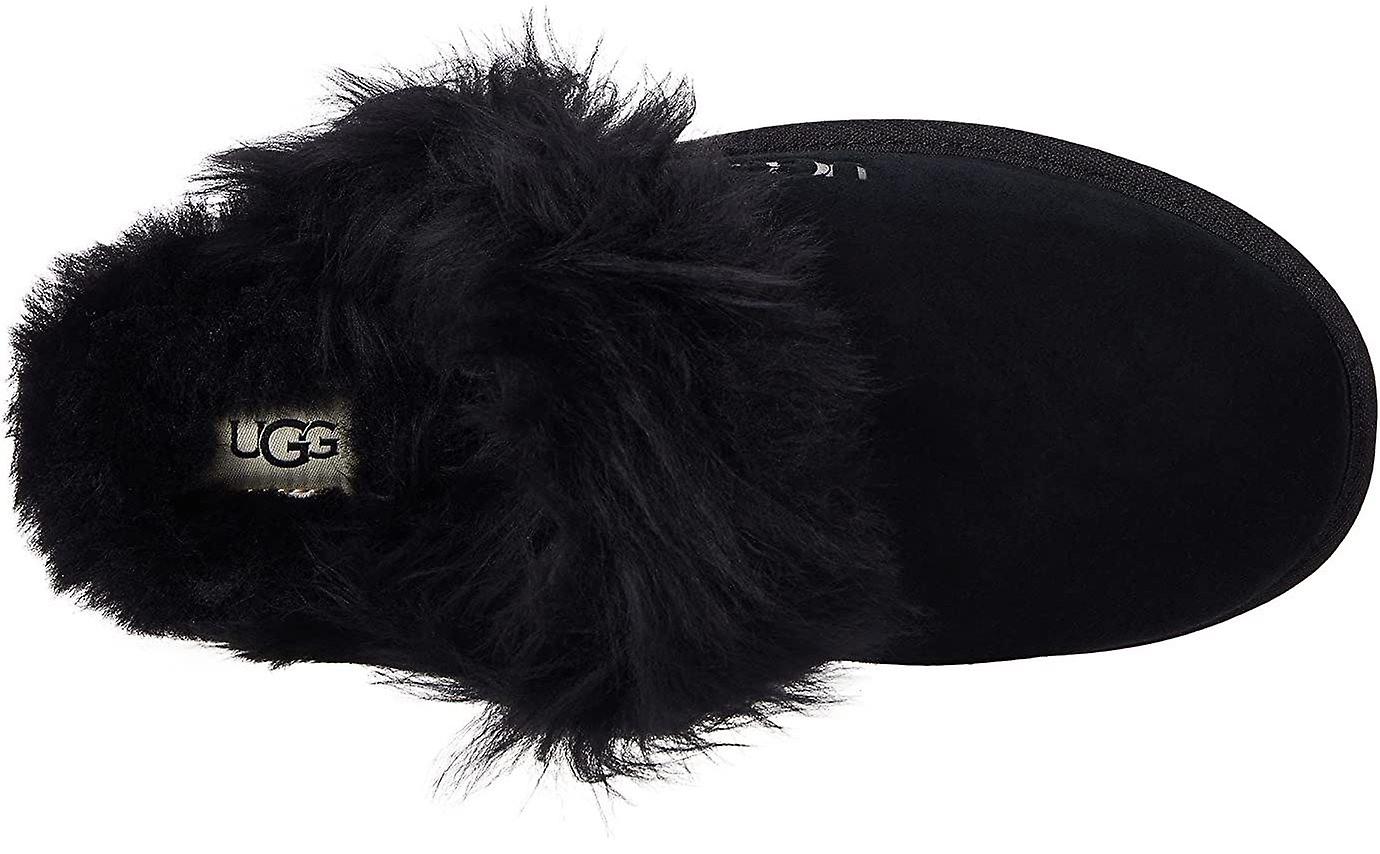 Ugg Scuff Sis Black Womens Suede Fur Slippers