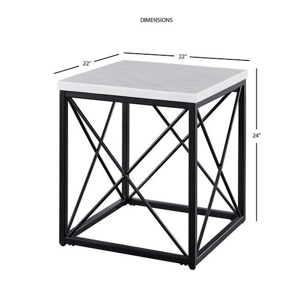 Carbon Loft Havinga Modern White Marble Square End Table