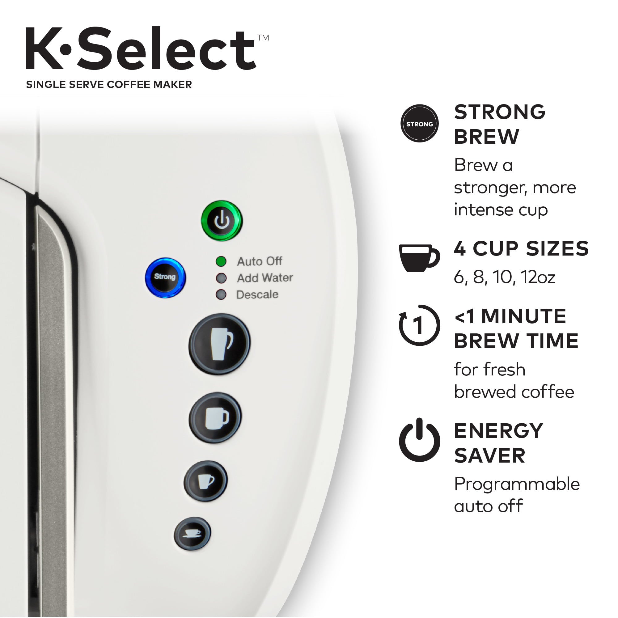 Keurig K-Select Single-Serve K-Cup Pod Coffee Maker, Matte White