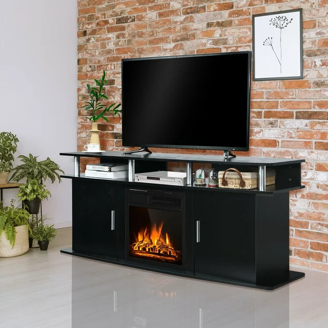 Modern Fireplace TV Console  Floating Top With Spacious Shelf  ampCabinets   Modern   Entertainment Centers And Tv Stands   by Declusia  Houzz