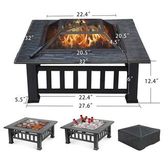 32 in. Charcoal Fire Pit with Cover in Antique Finish YC531-Y16