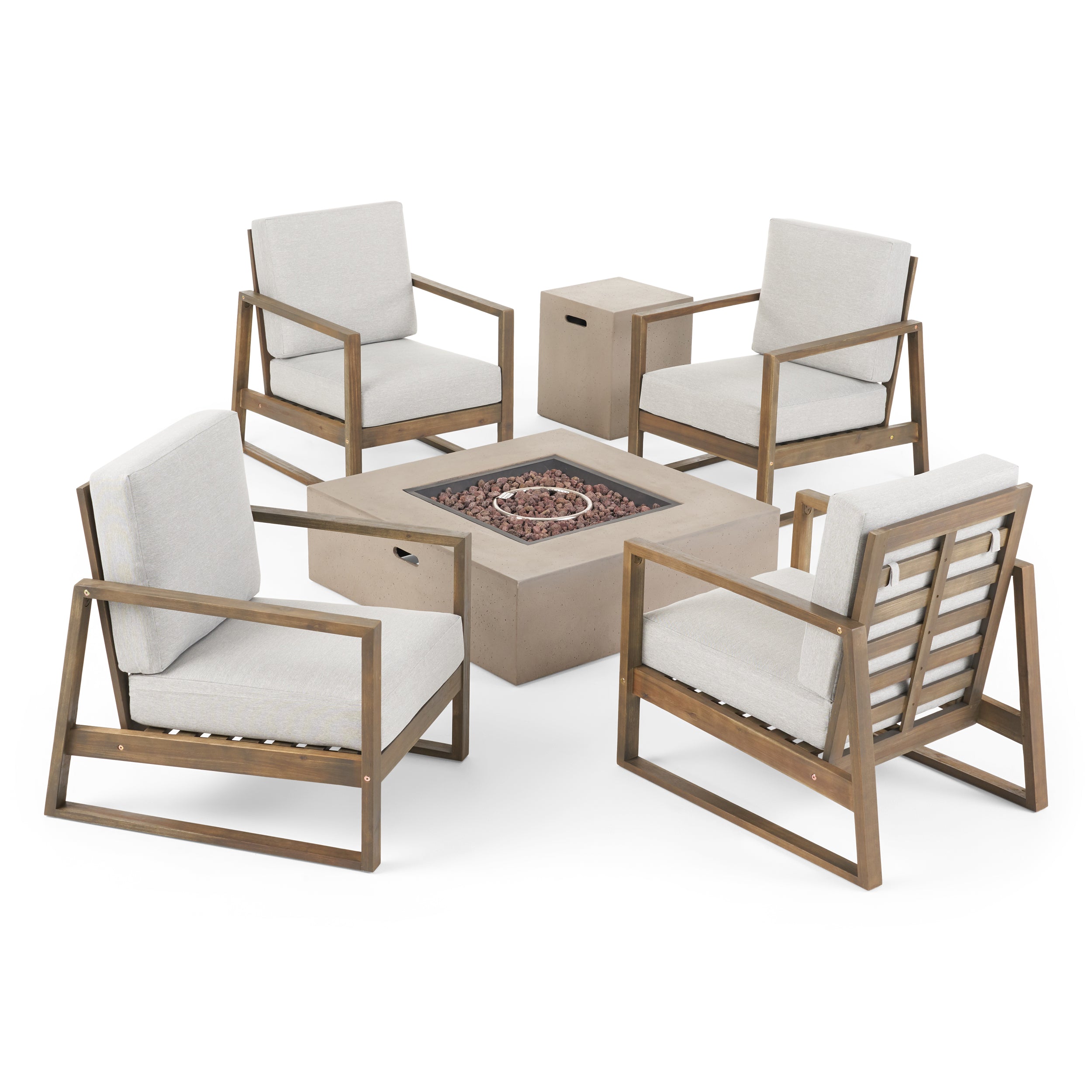 Marlee Outdoor 4 Seater Chat Set with Fire Pit