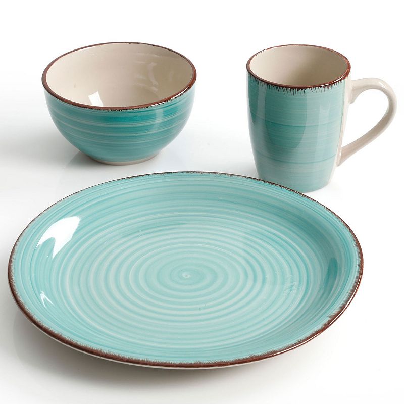 Gibson Home 12 Piece Pastel Stoneware Dinnerware Set in Assorted Colors