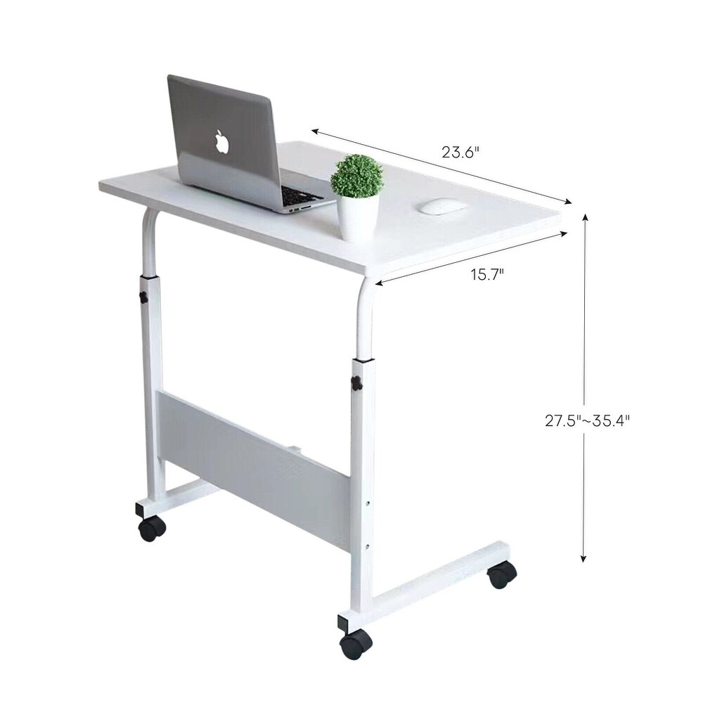 Adjustable Height C Shaped End Table Mobile Laptop Desk Rolling Stand   23.6\