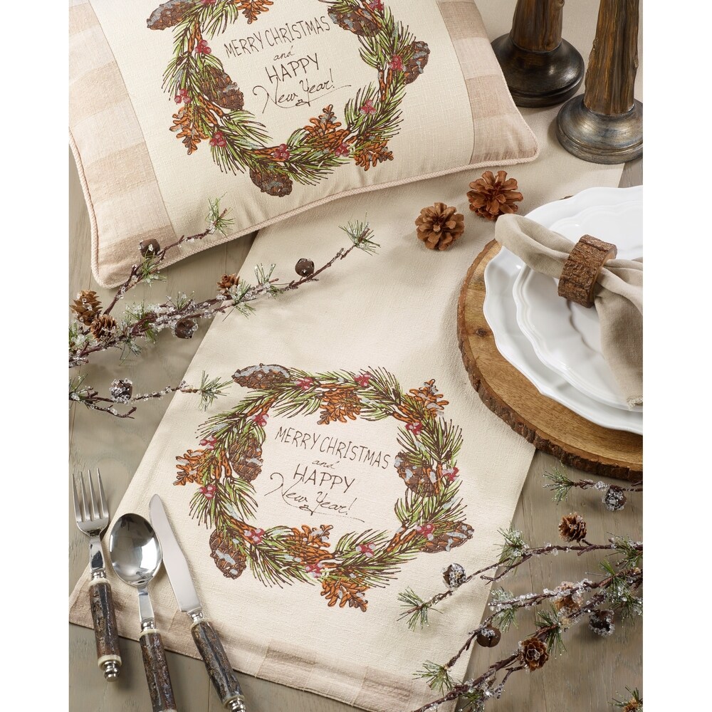 Table Runner with Merry Christmas and Happy New Year Design