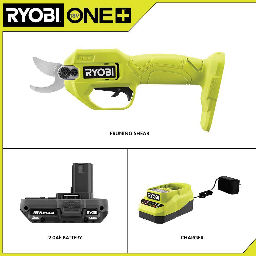 RYOBI ONE+ 18V Cordless Pruner with 2.0 Ah Battery and Charger P2540