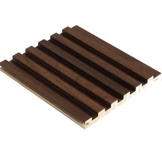 Ejoy 106 in. x 6 in x 0.5 in. Solid Wood Wall 7 Grid Cladding Siding Board in Oak Brown Color (Set of 4-Piece) CladdingPanel_WC7G_011